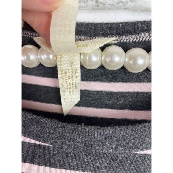 Matilda Jane Top Womens Medium Gray Pink Tunic Stripe Swing Long Sleeve Stretch - Picture 4 of 6